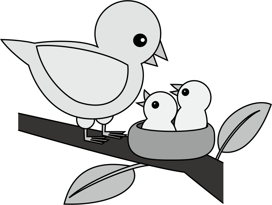 鳥No26ひなにえさをあたえる鳥イラスト