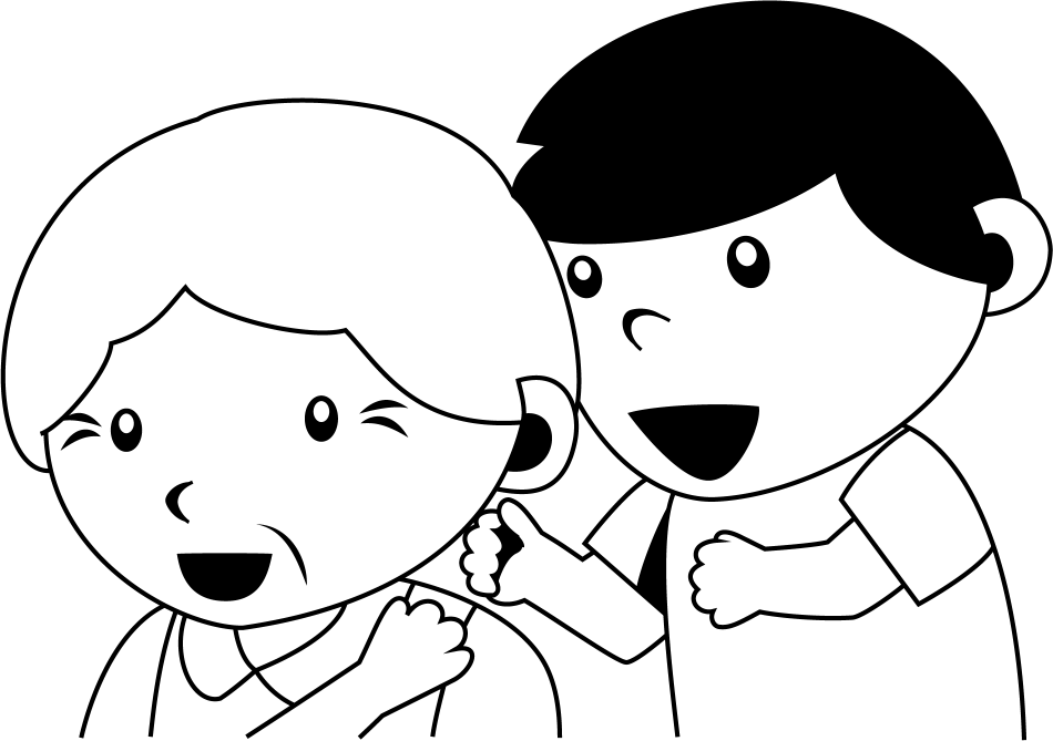 ９月No27おばあさんの肩をたたく男の子イラスト