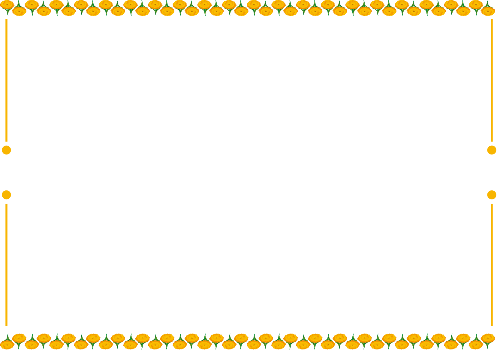 春の花の飾り枠03-キンセンカイラスト