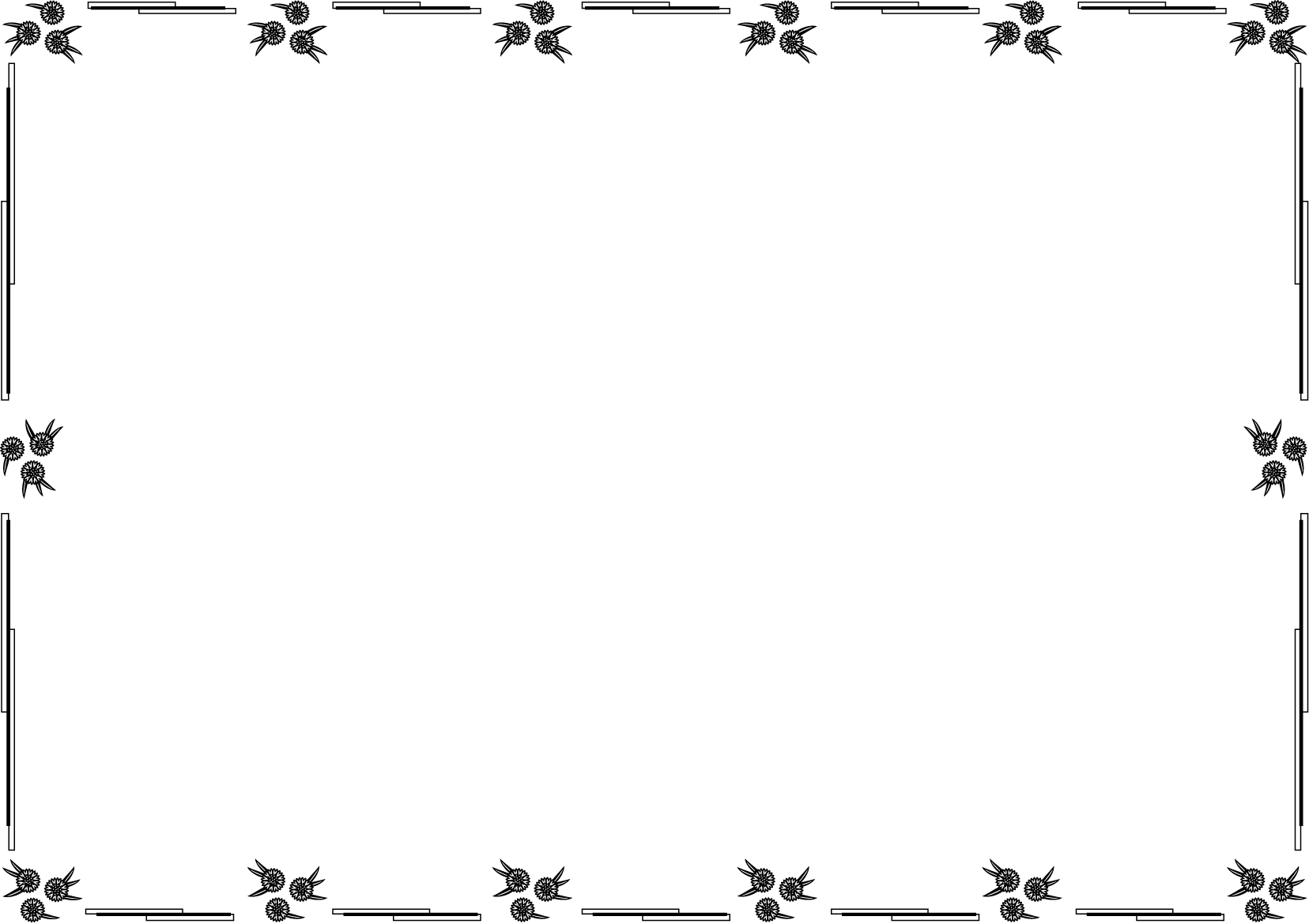 春の花の飾り枠22-ヤグルマギクイラスト