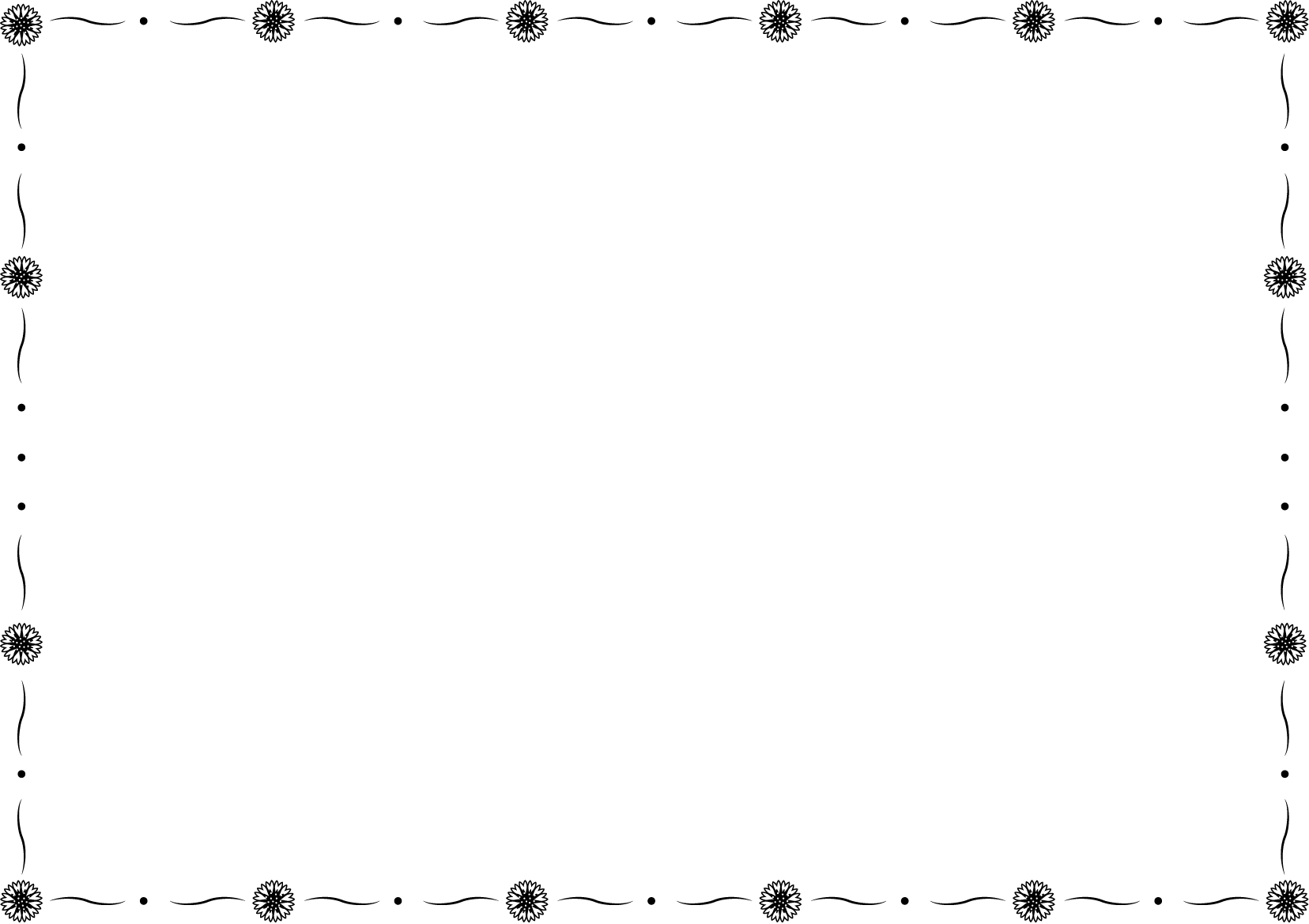 春の花の飾り枠23-ヤグルマギクイラスト