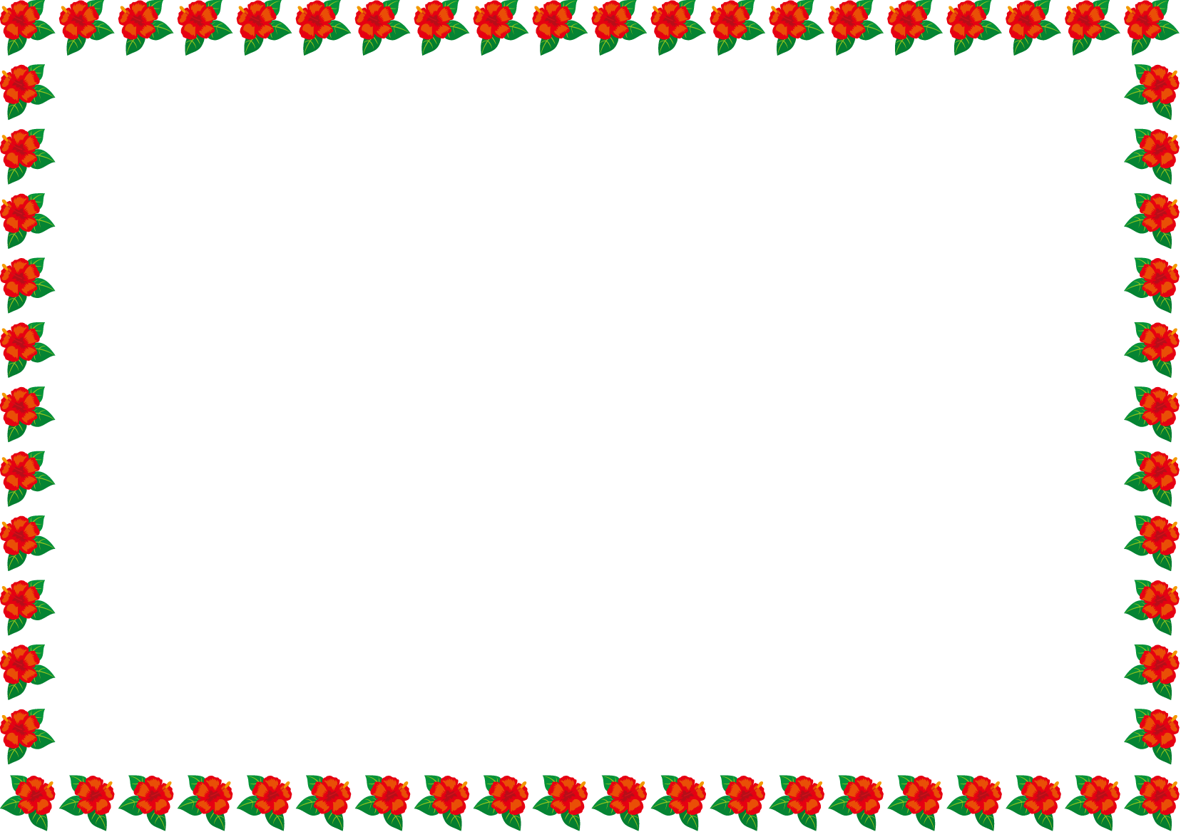 夏の花の飾り枠03-ハイビスカスイラスト