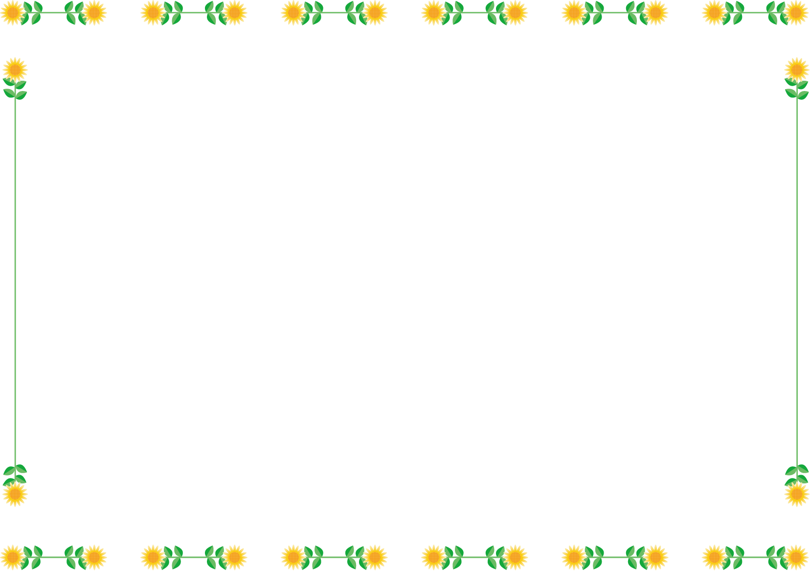 夏の花の飾り枠09-ひまわりイラスト