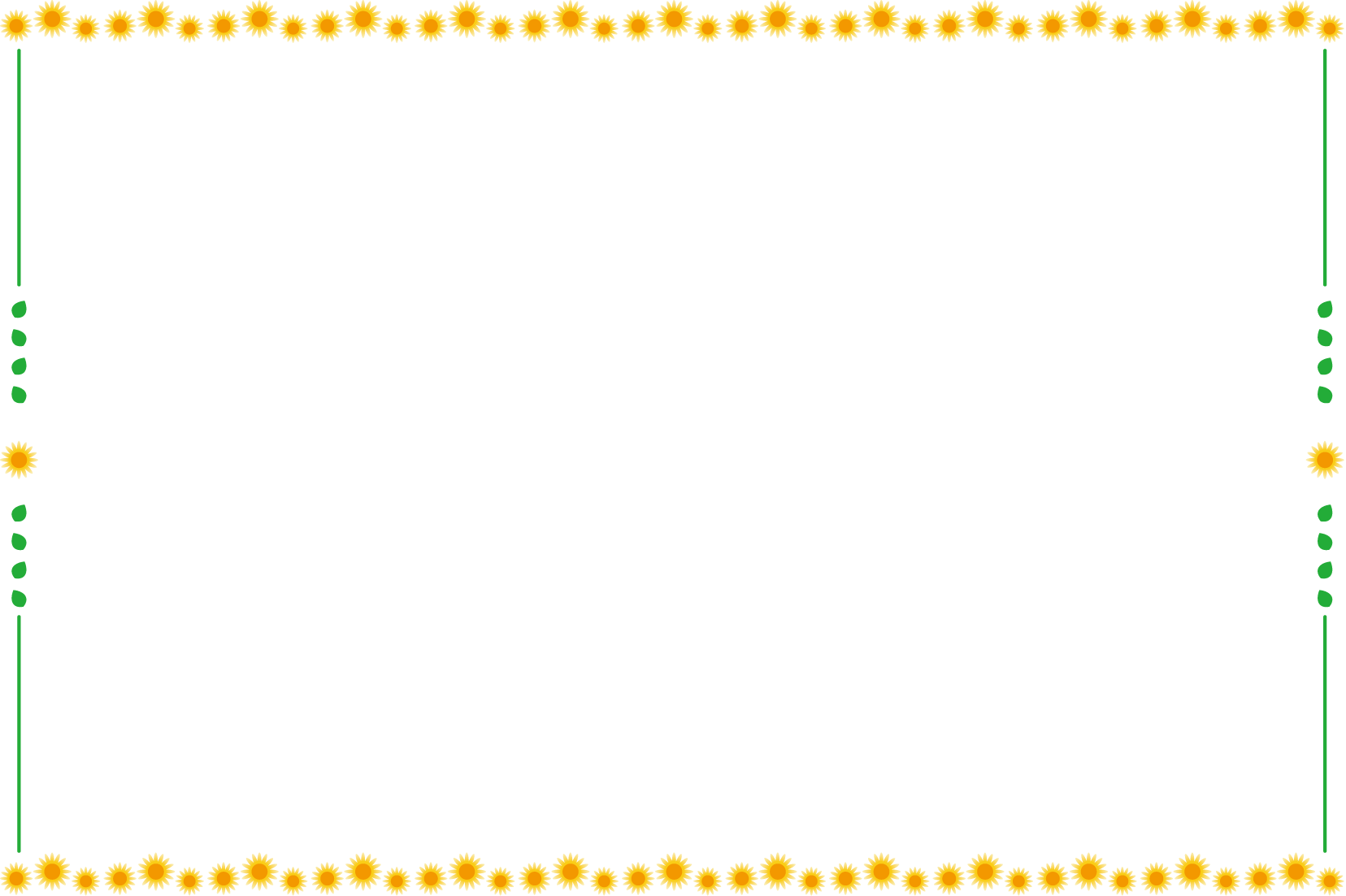 夏の花の飾り枠11-ひまわりイラスト