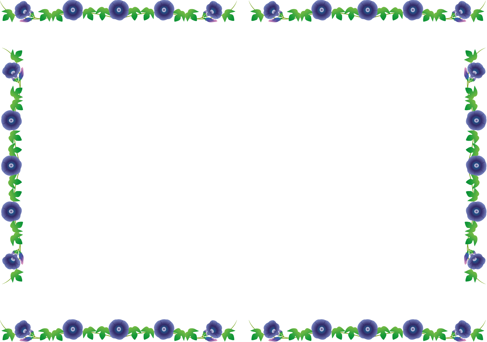 夏の花の飾り枠12-アサガオイラスト