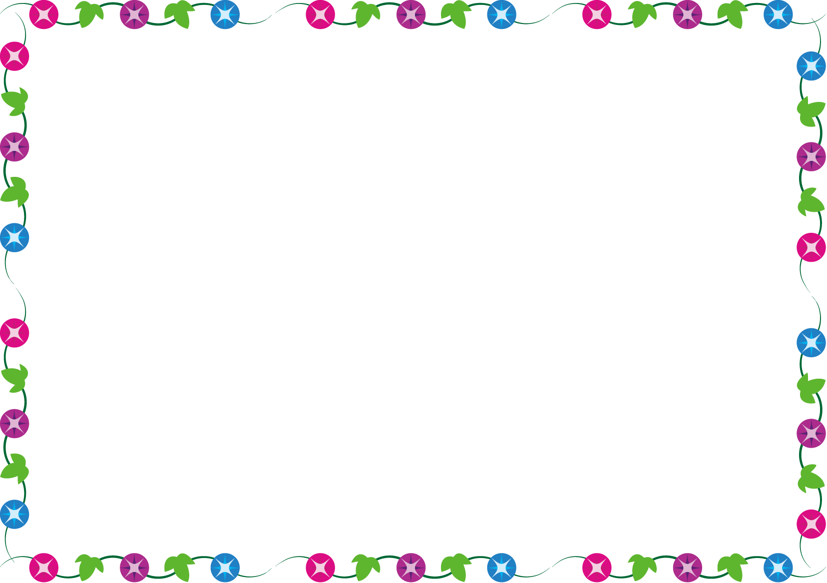 夏の花の飾り枠13-アサガオイラスト