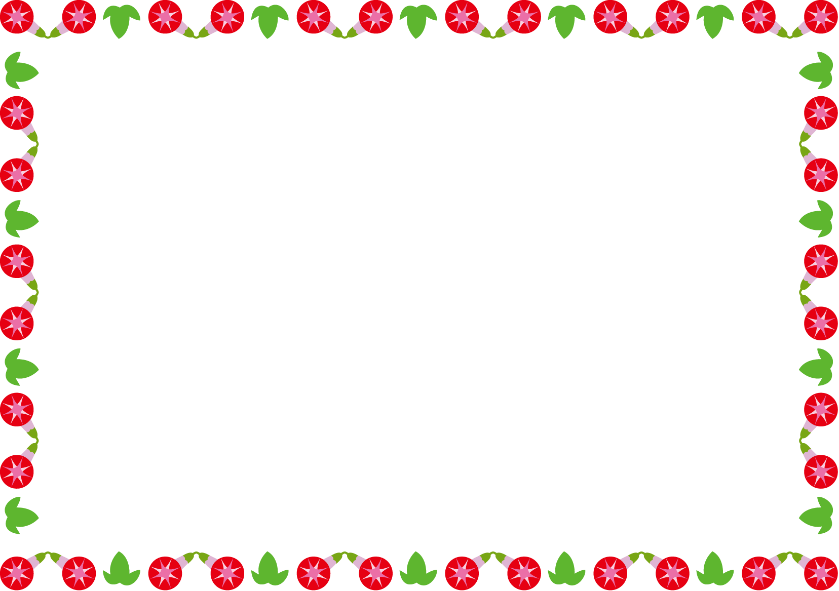 夏の花の飾り枠14-アサガオイラスト