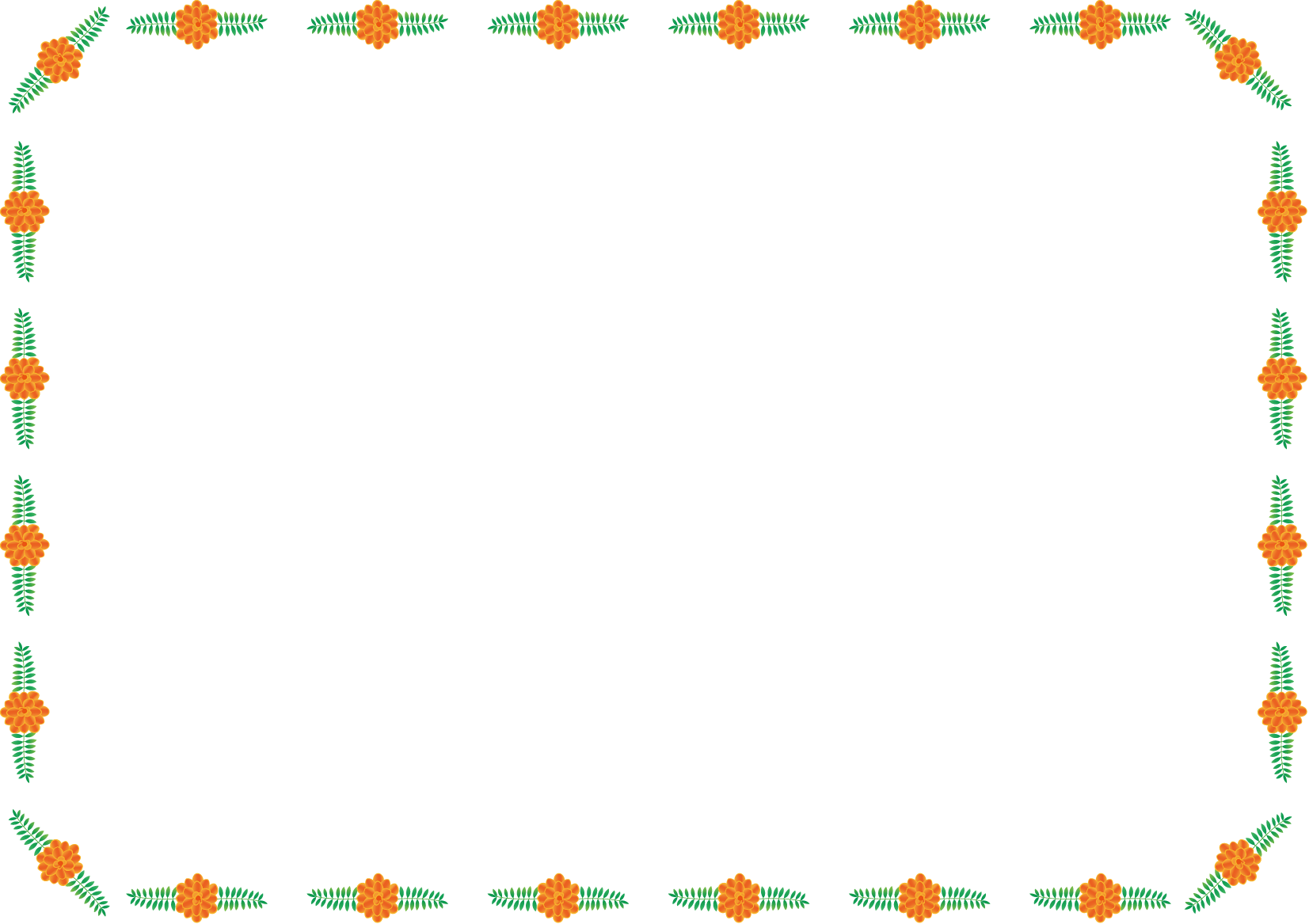 夏の花の飾り枠16-マリーゴールドイラスト