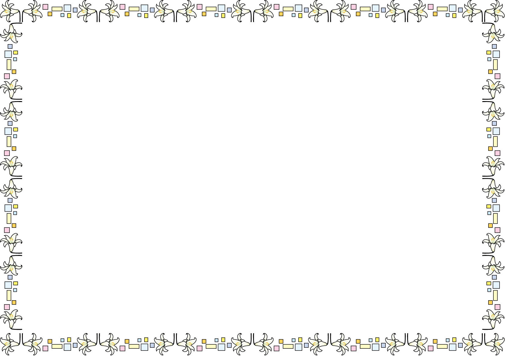 夏の花の飾り枠18-ユリイラスト