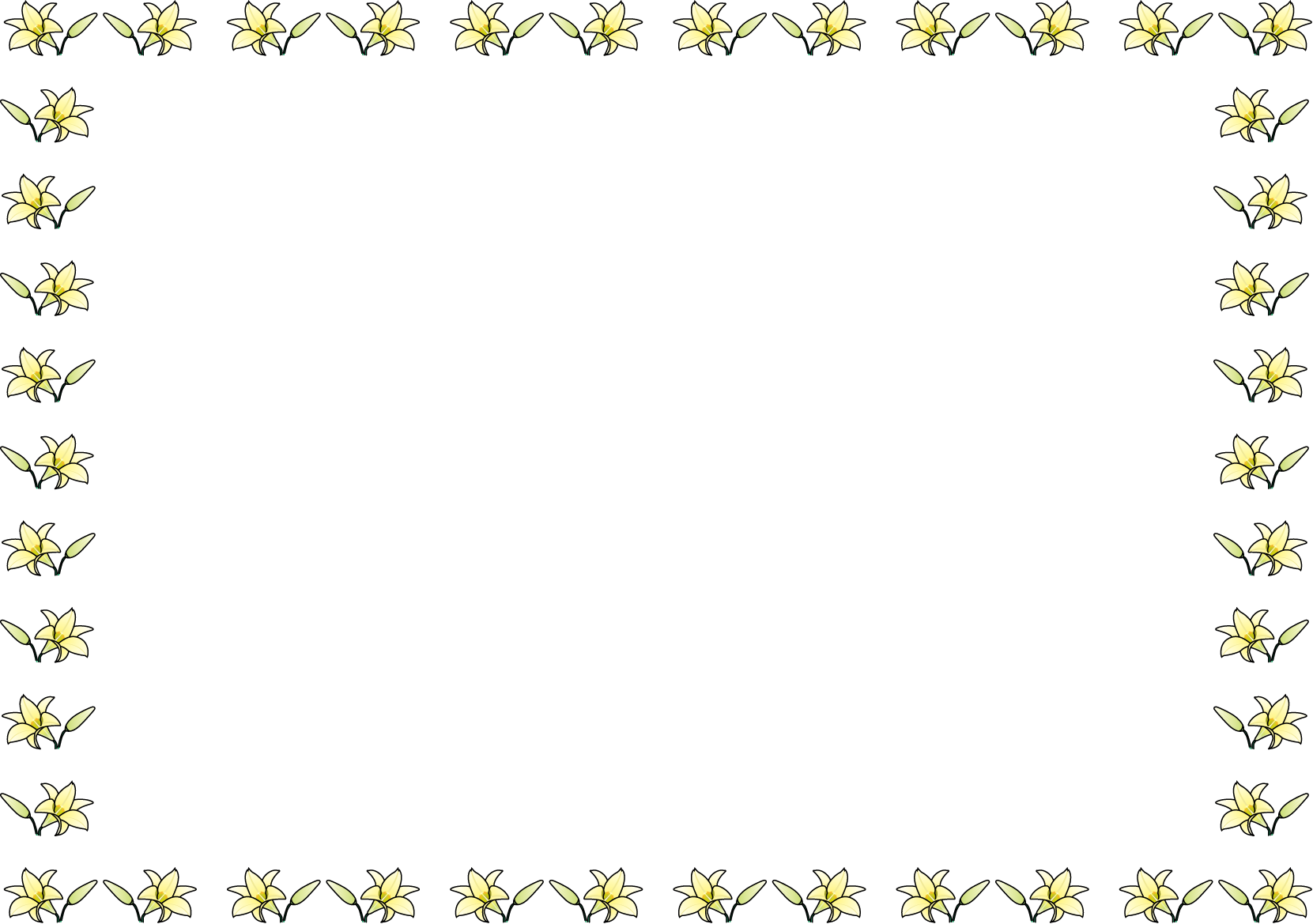 夏の花の飾り枠19-ユリイラスト