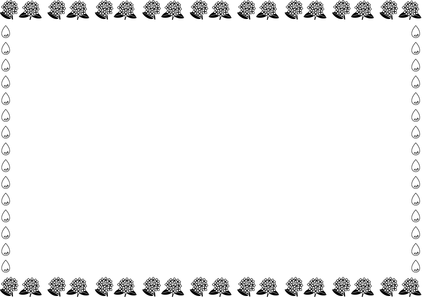 夏の花の飾り枠07-あじさいイラスト