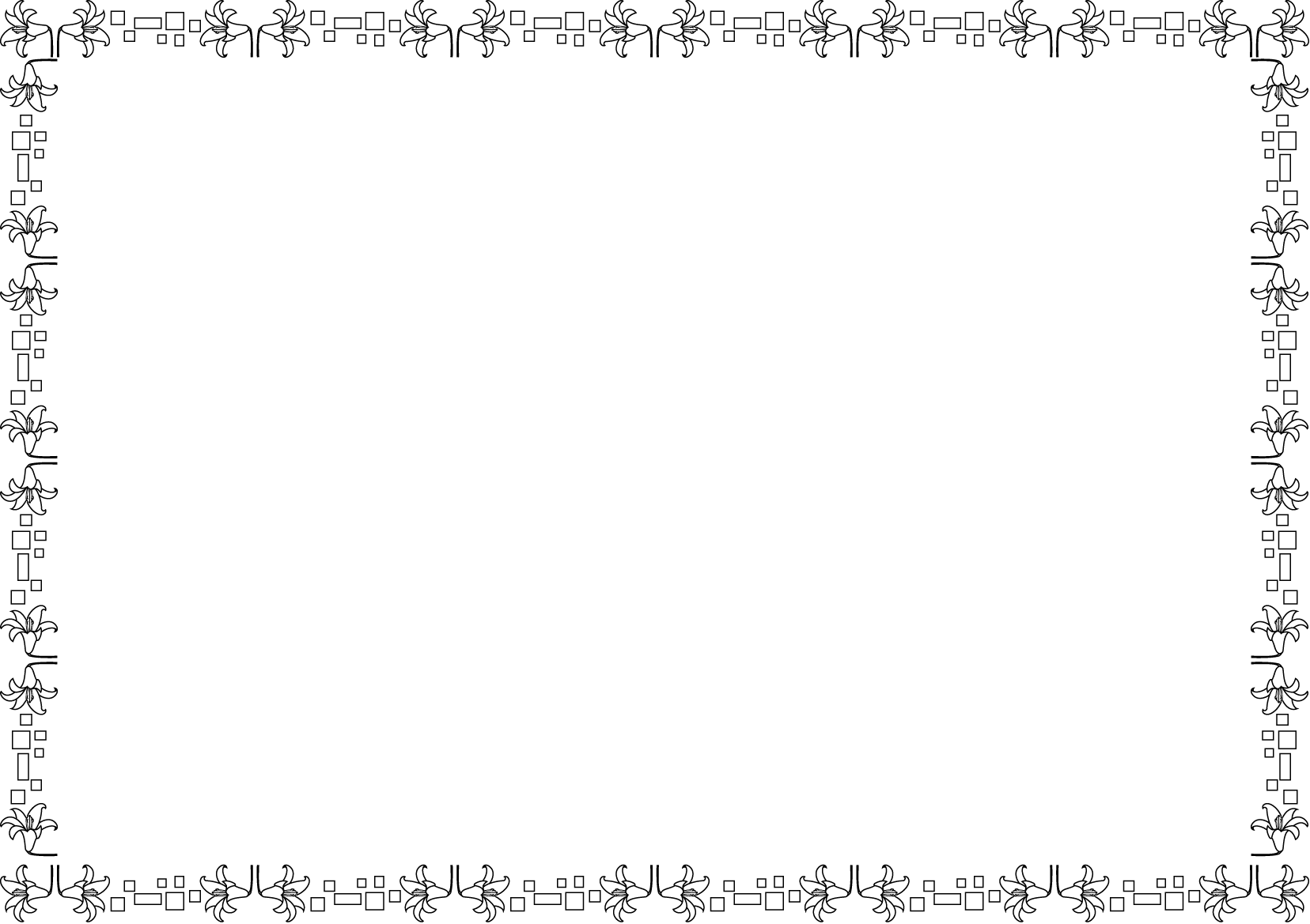 夏の花の飾り枠18-ユリイラスト