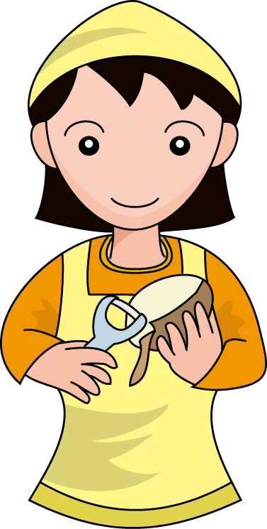 調理10-皮をむく イラスト