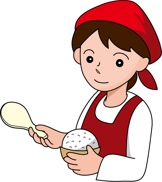 調理12-ごはんとしゃもじ イラスト