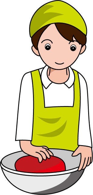 調理14-ミンチをこねる イラスト