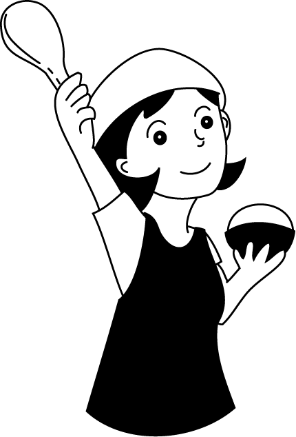 調理09-ご飯を盛る イラスト