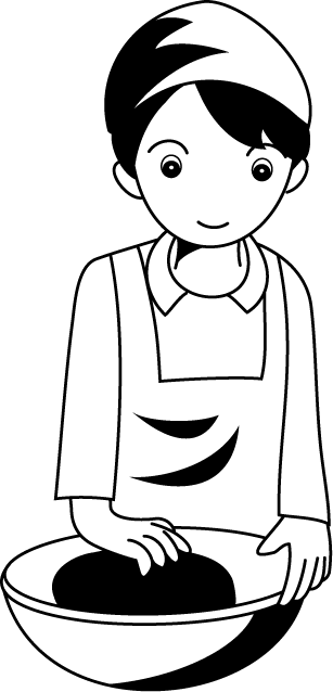 調理14-ミンチをこねる イラスト