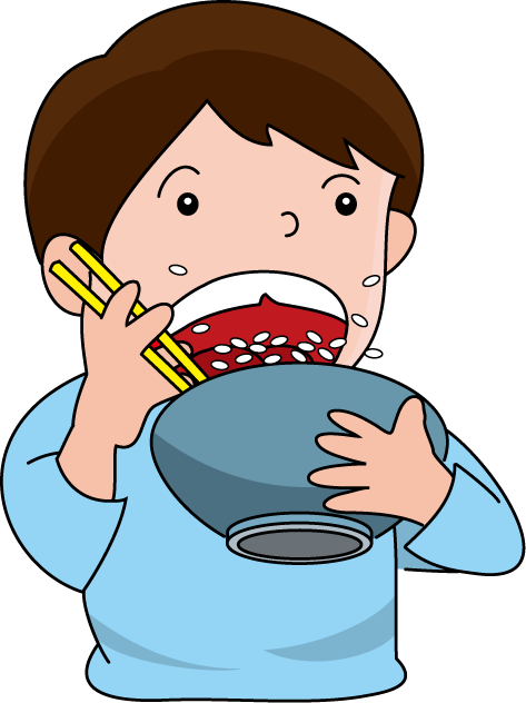 食事15-ガツガツ食べる イラスト