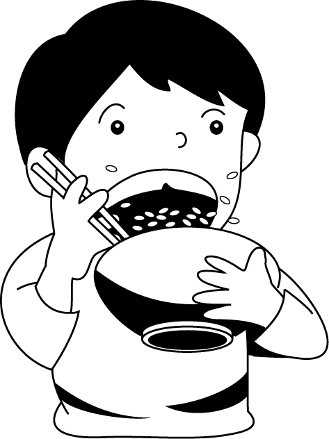 食事15-ガツガツ食べる イラスト