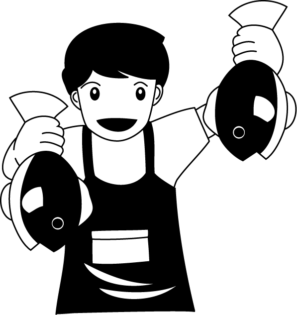 食で働く人08-魚屋 イラスト