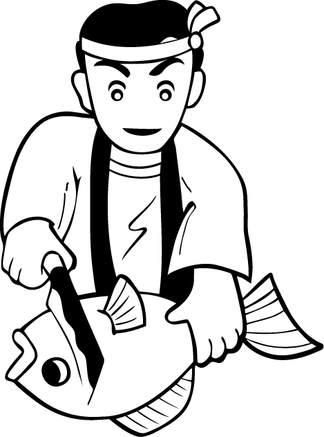 食で働く人20-魚の調理 イラスト