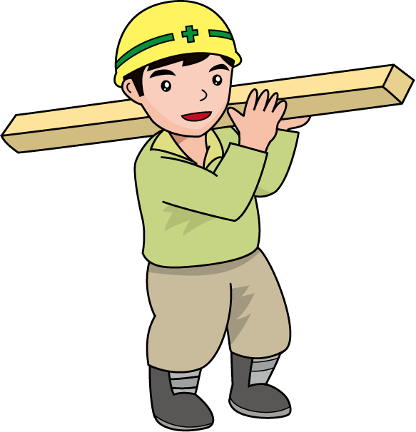 土木工事09-木材を運ぶ イラスト