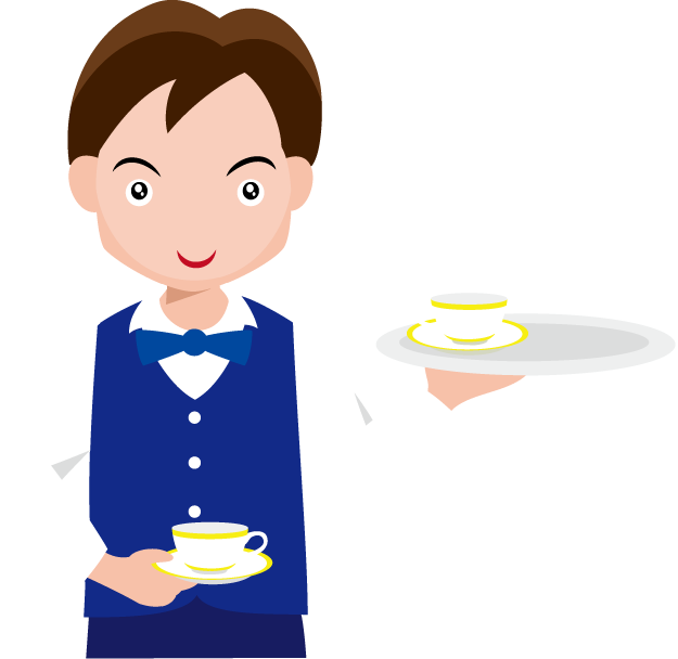 飲食業11-ウエイターイラスト