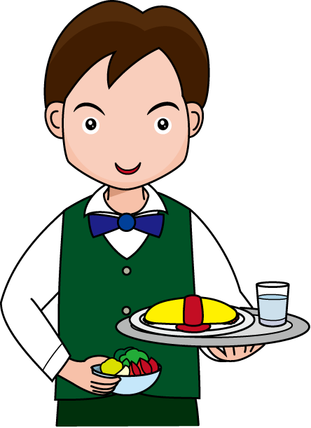 飲食業12-ウエイターイラスト