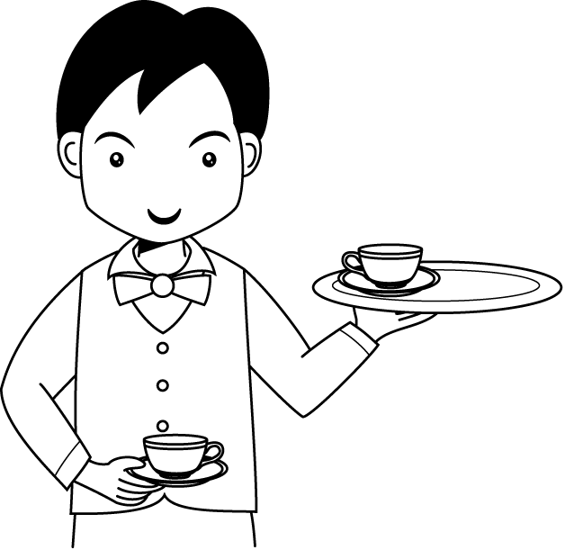 飲食業11-ウエイターイラスト