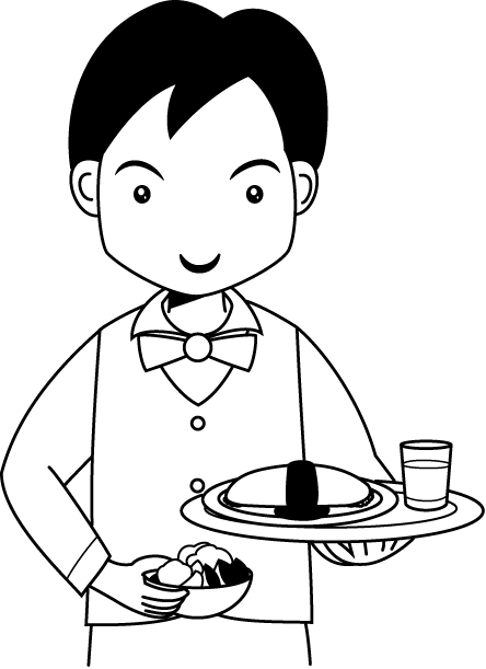 飲食業12-ウエイターイラスト