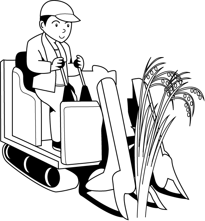 農業22-稲刈り機 イラスト