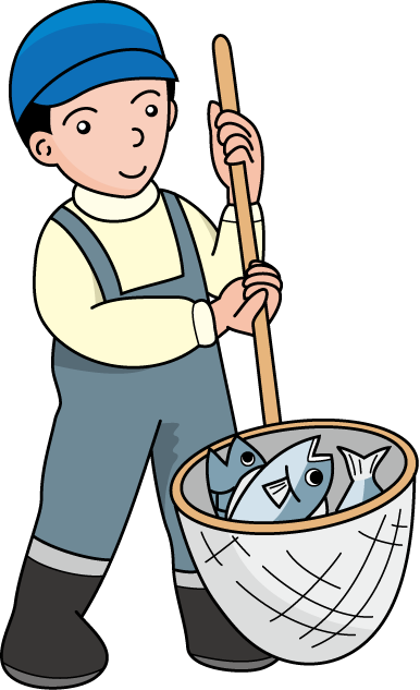 漁業01-魚捕り網 イラスト