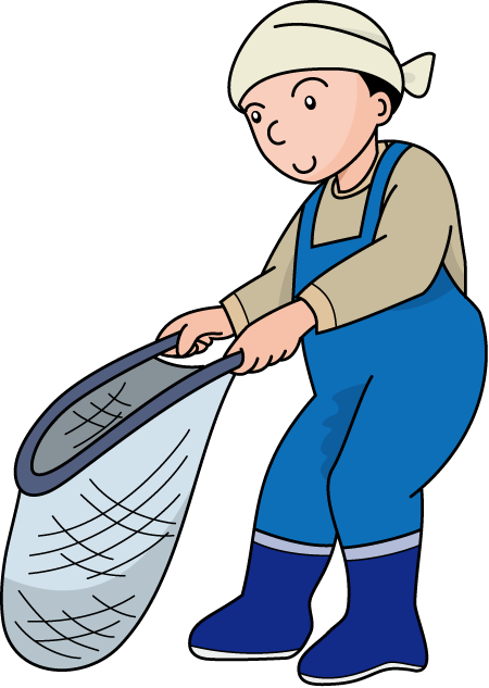 漁業02-魚捕り網 イラスト