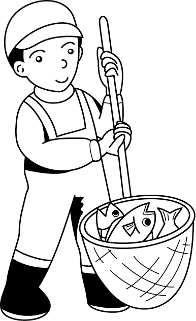 漁業01-魚捕り網 イラスト