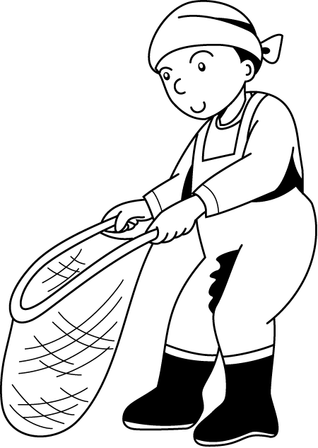 漁業02-魚捕り網 イラスト