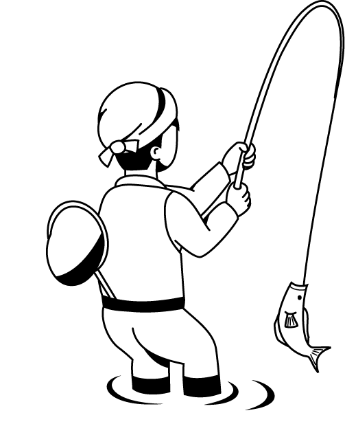 漁業13-渓流釣り イラスト