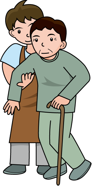 福祉22-歩行介助 イラスト