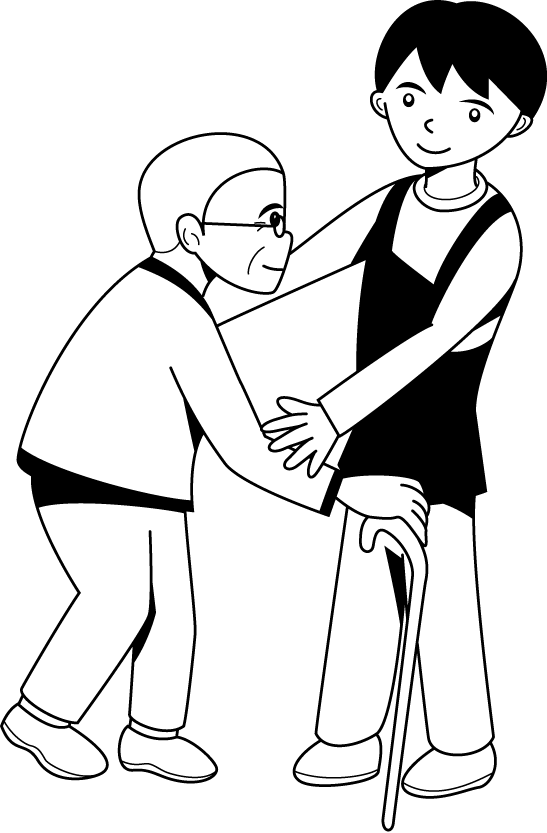 福祉21-歩行介助 イラスト