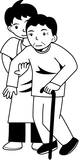 福祉22-歩行介助 イラスト