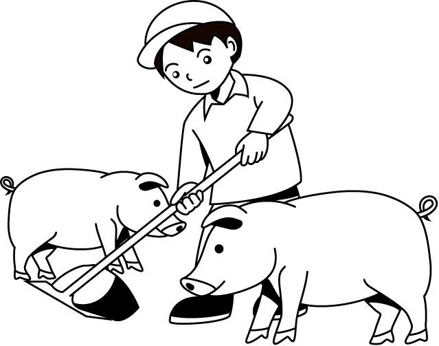 畜産21-豚小屋 イラスト