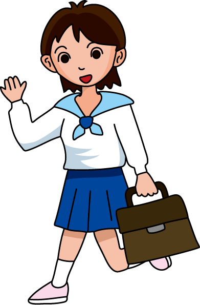登下校・休憩時間No02女生徒イラスト