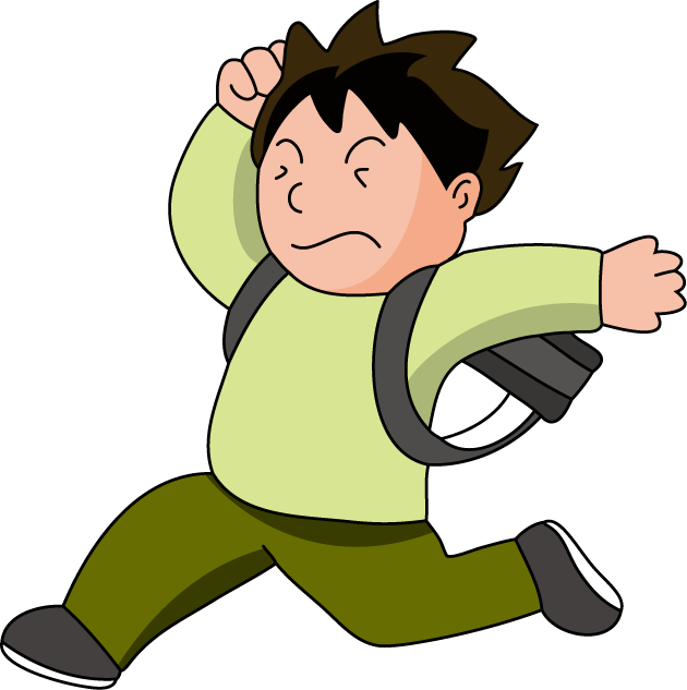 登下校・休憩時間No05遅刻イラスト