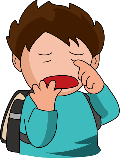 登下校・休憩時間No07寝起きイラスト