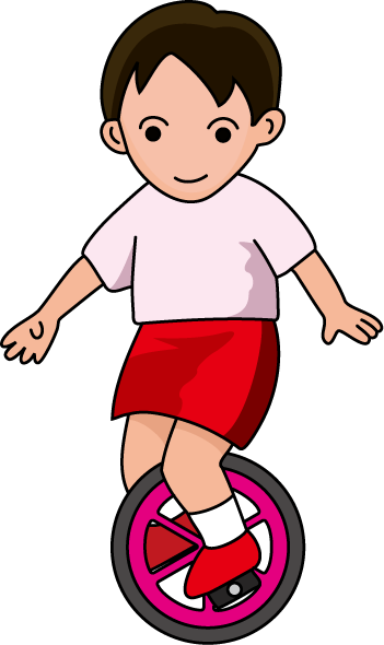 登下校・休憩時間No18一輪車イラスト