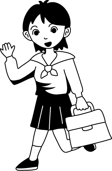 登下校・休憩時間No02女生徒イラスト