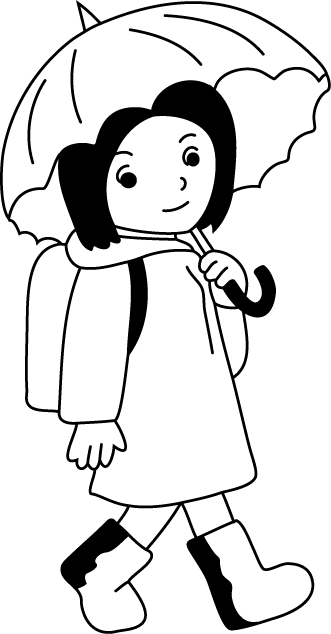 登下校・休憩時間No06雨の登校イラスト