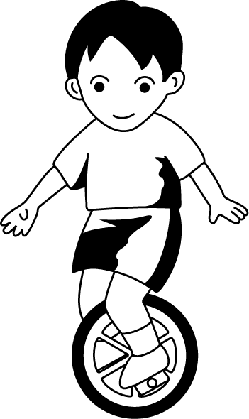 登下校・休憩時間No18一輪車イラスト