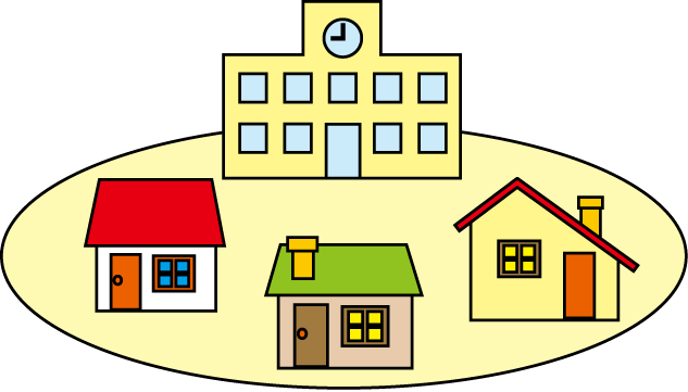地域連携No28学校と地域イラスト