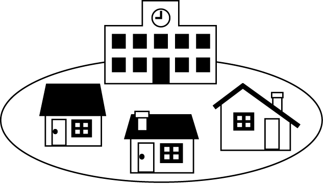地域連携No28学校と地域イラスト