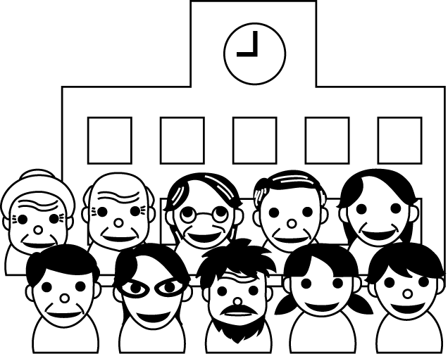 地域連携No30学校と地域イラスト